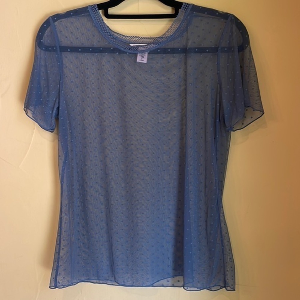 Victoria Secret Transparent Blue Polk Dot Blouse Size Medium - Picture 1 of 5
